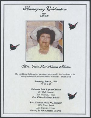 [Funeral Program for Mrs. Jessie Lee Alcorn Martin, June 6, 2009]