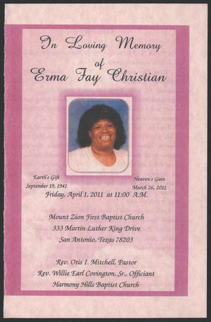 [Funeral Program for Erma Fay Christian, April 1, 2011]