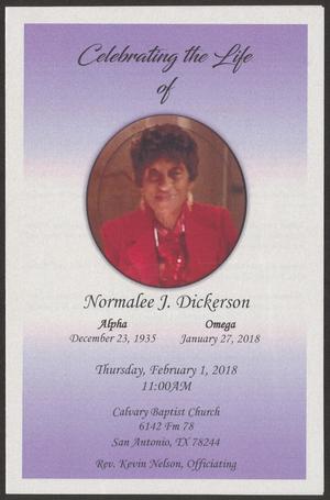 [Funeral Program for Normalee J. Dickerson, February 1, 2018]