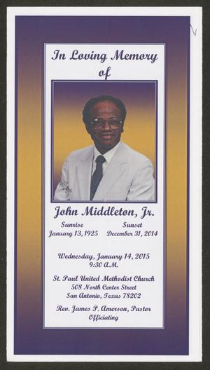 [Funeral Program for John Middleton, Jr., January 14, 2015]