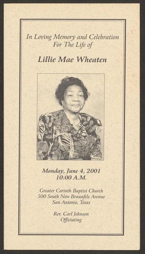 [Funeral Program for Lillie Mae Wheaten, June 4, 2001]