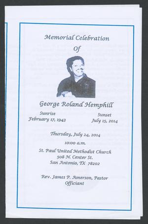 [Funeral Program for George Roland Hemphill, July 24, 2014]