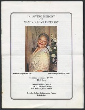 Primary view of object titled '[Funeral Program for Nancy Naomi Epperson, September 29, 2007]'.