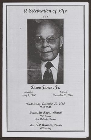 Primary view of object titled '[Funeral Program for Dave Jones, Jr., December 30, 2015]'.
