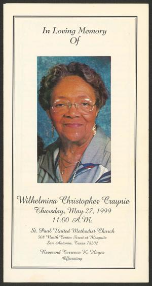 [Funeral Program for Wilhelmina Christopher Craynie, May 29, 1999]