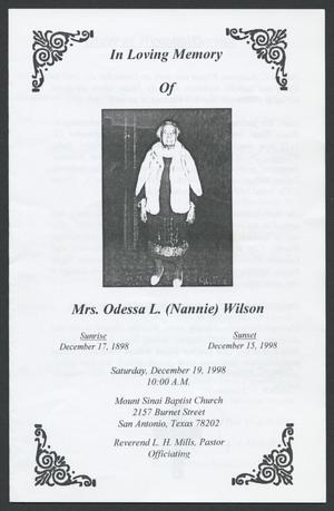 [Funeral Program for Odessa L. Wilson, December 19, 1998]