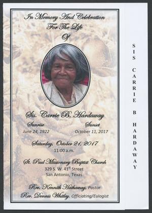 [Funeral Program for Sis. Carrie B. Hardaway, October 21, 2017]