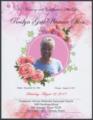 [Funeral Program for Roslyn Gail Warner Sion, August 12, 2017]