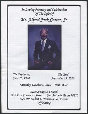 [Funeral Program for Mr. Alfred Jack Carter, Sr., October 1, 2016]