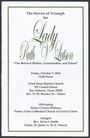 [Funeral Program for Lady Ruth V. Latson, October 7, 2016]
