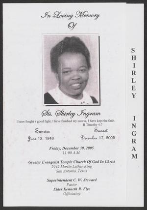 Primary view of object titled '[Funeral Program for Sis. Shirley Ingram, December 30, 2005]'.