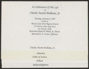 [Funeral Program for Charles Austin Pulliams, Junior, January 2, 1995]