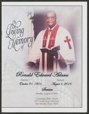 [Funeral Program for Ronald Edward Adams, August 15, 2016]