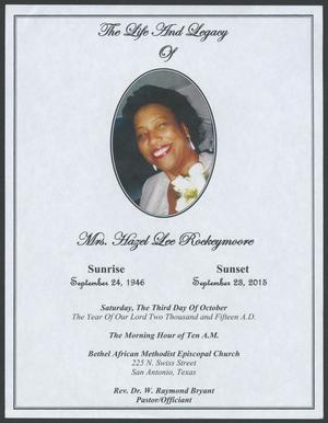 [Funeral Program for Hazel Lee Rockeymoore, October 3, 2015]