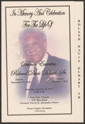 [Funeral Program for Roland Davis Duhart, Sr., January 10, 2015]