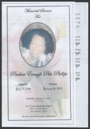Primary view of object titled '[Funeral Program for Pauline Evaugh Pitts Phillips, January 31, 2015]'.