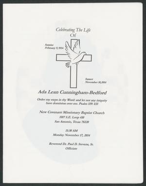 Primary view of object titled '[Funeral Program for Ada Lean Cunningham-Bedford, November 17, 2014]'.