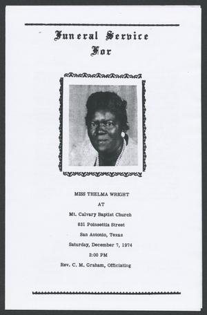 [Funeral Program for Thelma Wright, December 7, 1974]