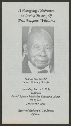 [Funeral Program for Eugene Williams, March 3, 1994]