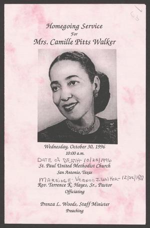 [Funeral Program for Camille Pitts Walker, October 30, 1996]