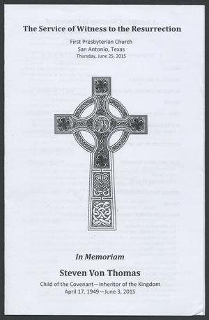 Primary view of object titled '[Funeral Program for Steven Von Thomas, June 25, 2015]'.