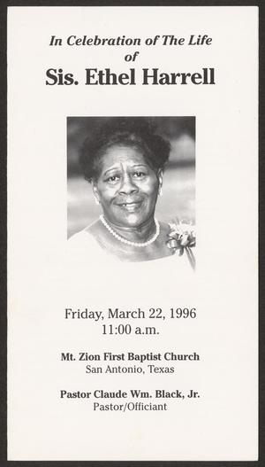[Funeral Program for Sis. Ethel Harrell, March 22, 1996]