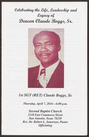 [Funeral Program for Deacon Claude Boggs, Sr., April 7, 2016]