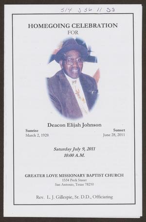 [Funeral Program for Deacon Elijajh Johnson, July 9, 2011]