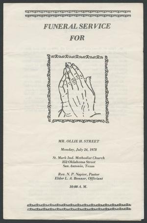 [Funeral Program for Mrs. Ollie H. Street, July 24, 1978]