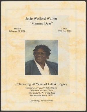 [Funeral Program for Josie Wolford Walker "Mamma Dear", May 22, 2010]