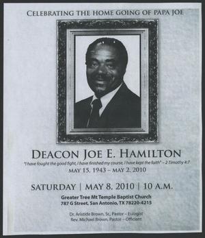 [Funeral Program for Deacon Joe E. Hamilton, May 8, 2010]