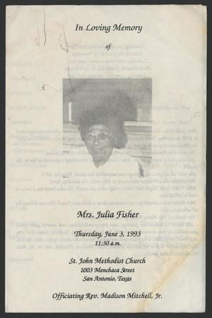 [Funeral Program for Mrs. Julie Fisher, June 3, 1993]