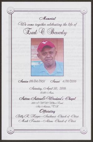 [Funeral Program for Earl C. Beverly, April 30, 2016]