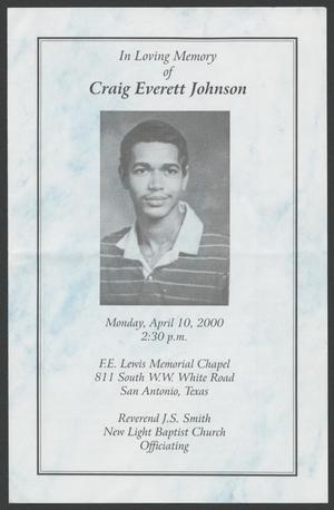[Funeral Program for Craig Everett Johnson, April 10, 2000]
