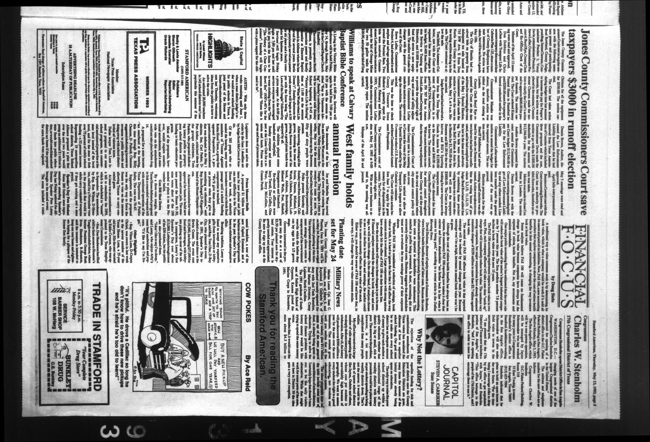 Stamford American (Stamford, Tex.), Vol. 71, No. 7, Ed. 1 Thursday, May 13, 1993
                                                
                                                    [Sequence #]: 5 of 22
                                                