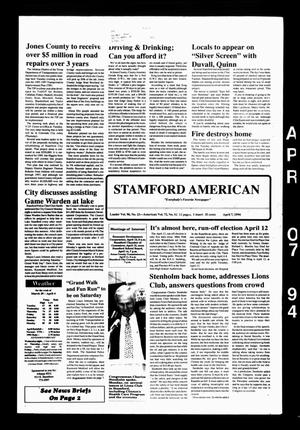 Primary view of object titled 'Stamford American (Stamford, Tex.), Vol. 72, No. 2, Ed. 1 Thursday, April 7, 1994'.
