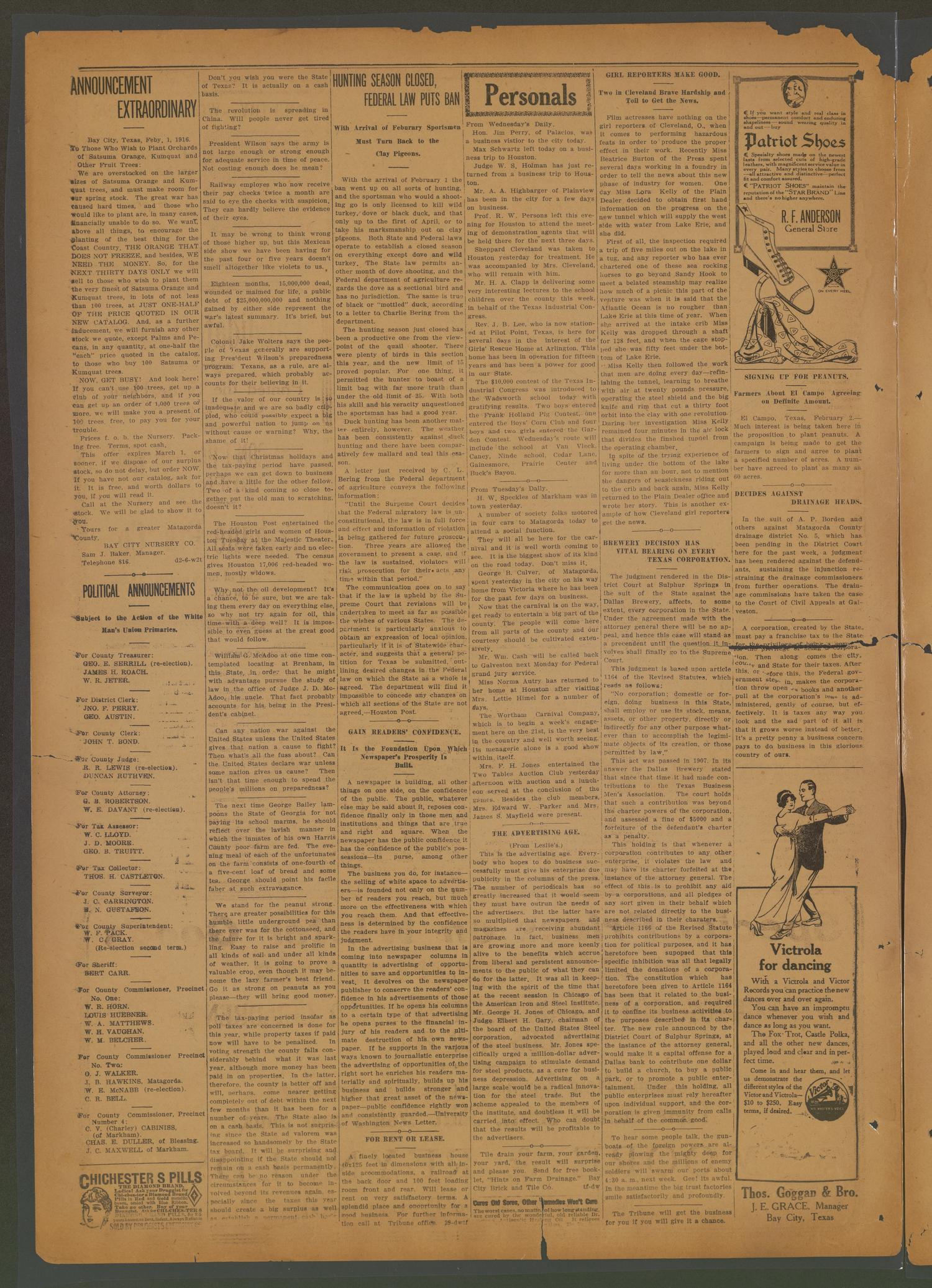 The Matagorda County Tribune. (Bay City, Tex.), Vol. 71, No. 5, Ed. 1 Friday, February 4, 1916
                                                
                                                    [Sequence #]: 2 of 8
                                                