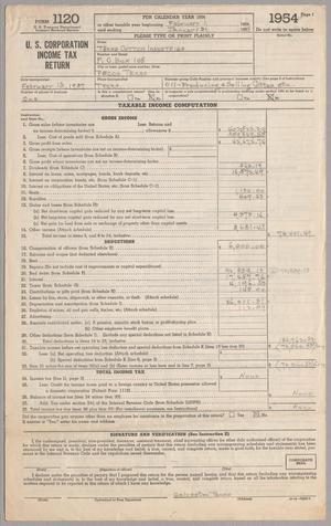 [Texas Cotton Industries Form 1120, U. S. Corporation Income Tax Return: 1954]