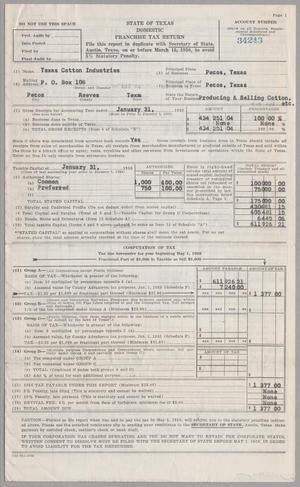 [Texas Cotton Industries State of Texas Domestic Franchise Tax Return: 1956]