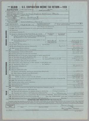 Primary view of object titled '[United States National Bank Form 1120, U. S. Corporation Income Tax Return: 1959]'.