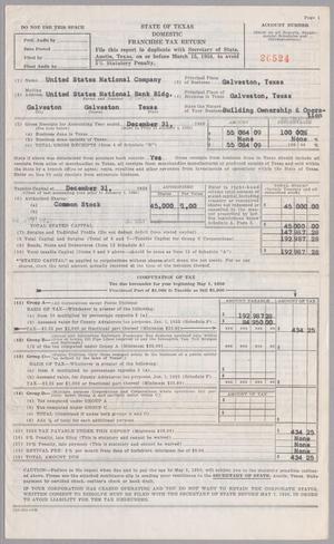 [United States National Company State of Texas Domestic Franchise Tax Return: 1956]