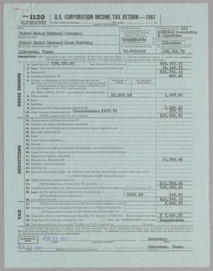 [United States National Company Form 1120, U. S. Corporation Income Tax Return: 1961]