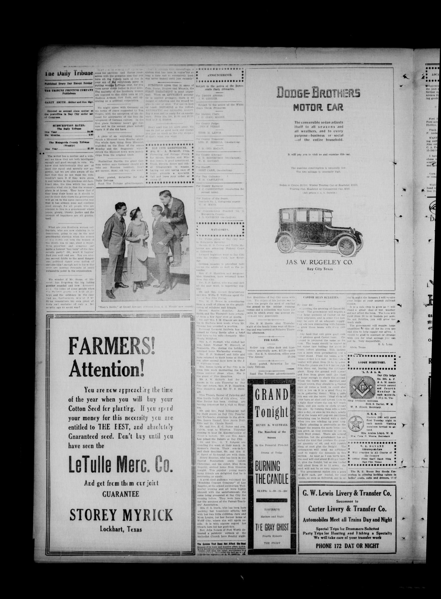 The Daily Tribune (Bay City, Tex.), Vol. 13, No. 71, Ed. 1 Thursday, January 24, 1918
                                                
                                                    [Sequence #]: 2 of 4
                                                