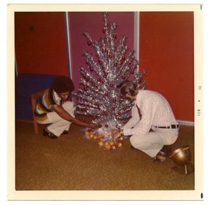 Primary view of object titled '[Staff Members Decorating for Christmas]'.