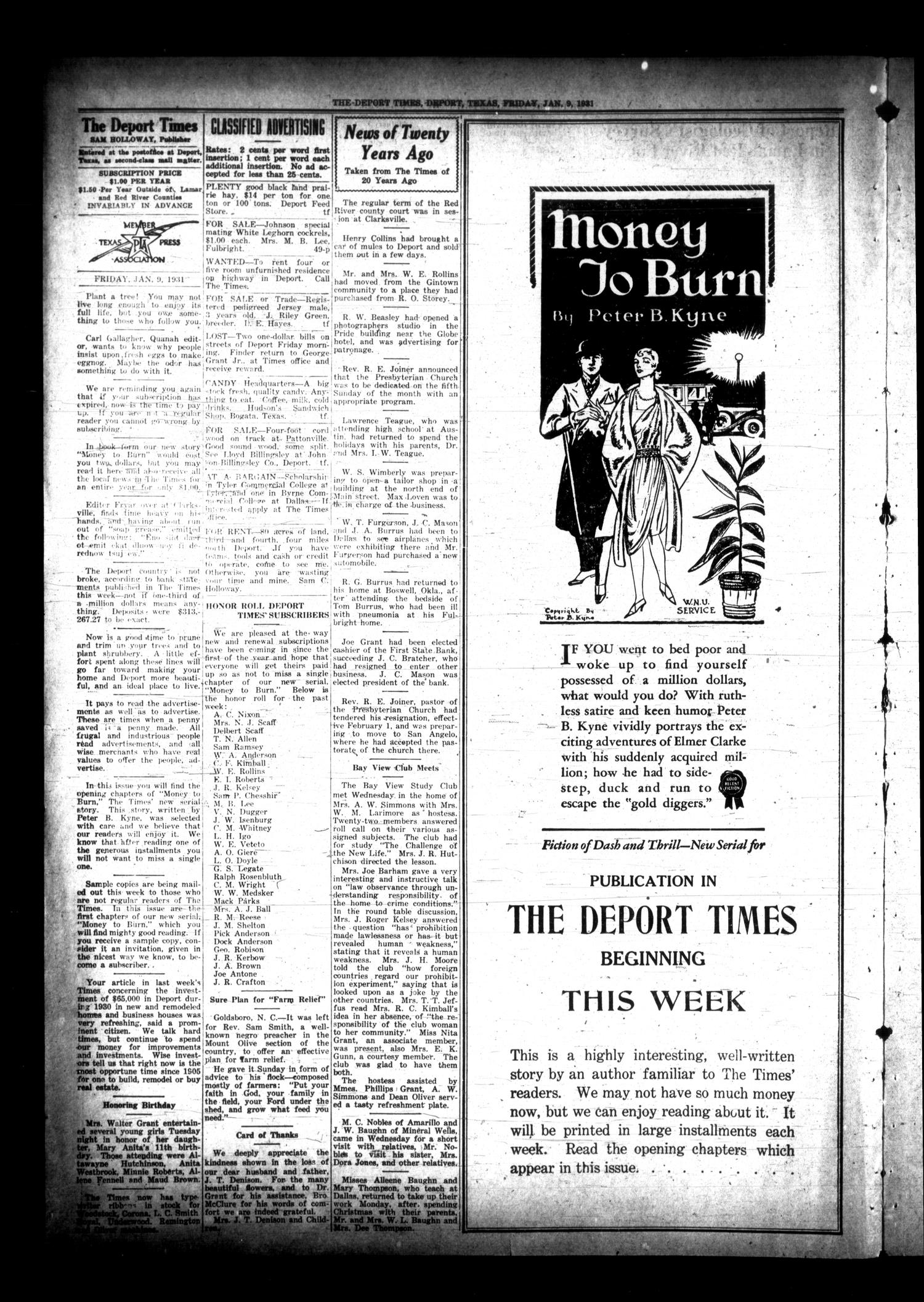 The Deport Times (Deport, Tex.), Vol. 22, No. 48, Ed. 1 Friday, January 9, 1931
                                                
                                                    [Sequence #]: 4 of 8
                                                