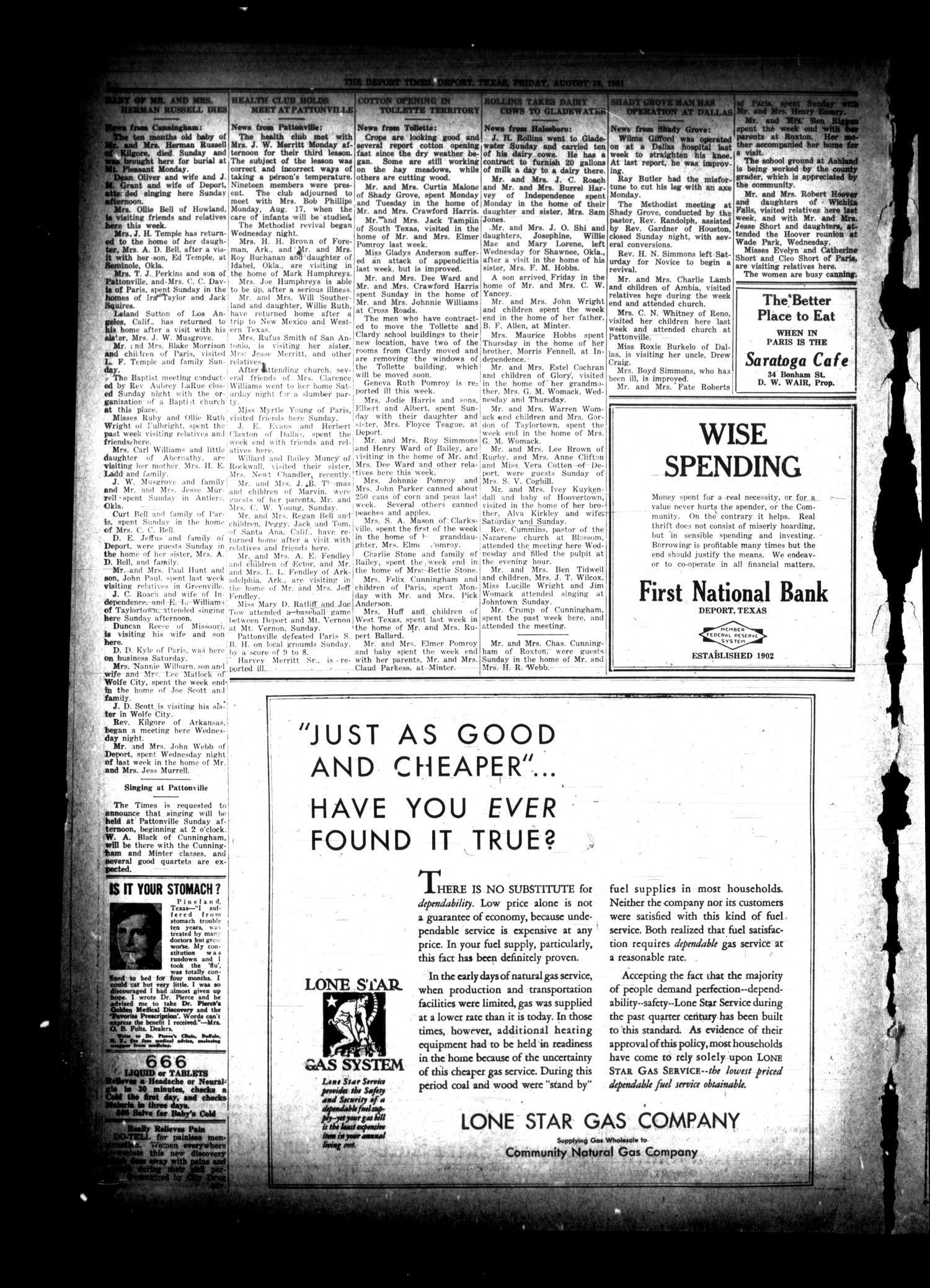 The Deport Times (Deport, Tex.), Vol. 23, No. 27, Ed. 1 Friday, August 14, 1931
                                                
                                                    [Sequence #]: 4 of 6
                                                