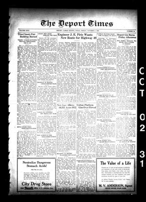 Primary view of object titled 'The Deport Times (Deport, Tex.), Vol. 23, No. 34, Ed. 1 Friday, October 2, 1931'.