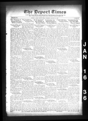 Primary view of object titled 'The Deport Times (Deport, Tex.), Vol. 27, No. 50, Ed. 1 Thursday, January 16, 1936'.