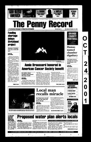 The Penny Record (Bridge City, Tex.), Vol. 42, No. 14, Ed. 1 Wednesday, October 24, 2001