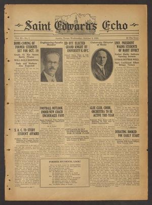 Saint Edward's Echo (Austin, Tex.), Vol. 11, No. 1, Ed. 1 Wednesday, October 2, 1929